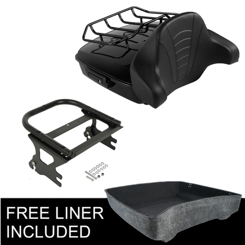 Chopped Trunk Mount Rack For Harley Touring (Road King, Street Glide) 1997-2008 - Black Steel Rear Rack