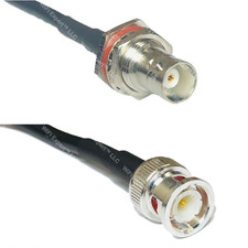 RG58 BNC FEMALE BIG BULKHEAD to BNC MALE PLUG Coaxial RF Cable ships from USA