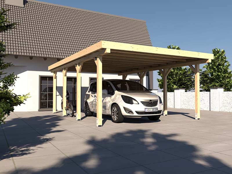 Carport Flachdach AVUS XIV 400 x 600 cm Konstruktionsvollholz KVH Bausatz