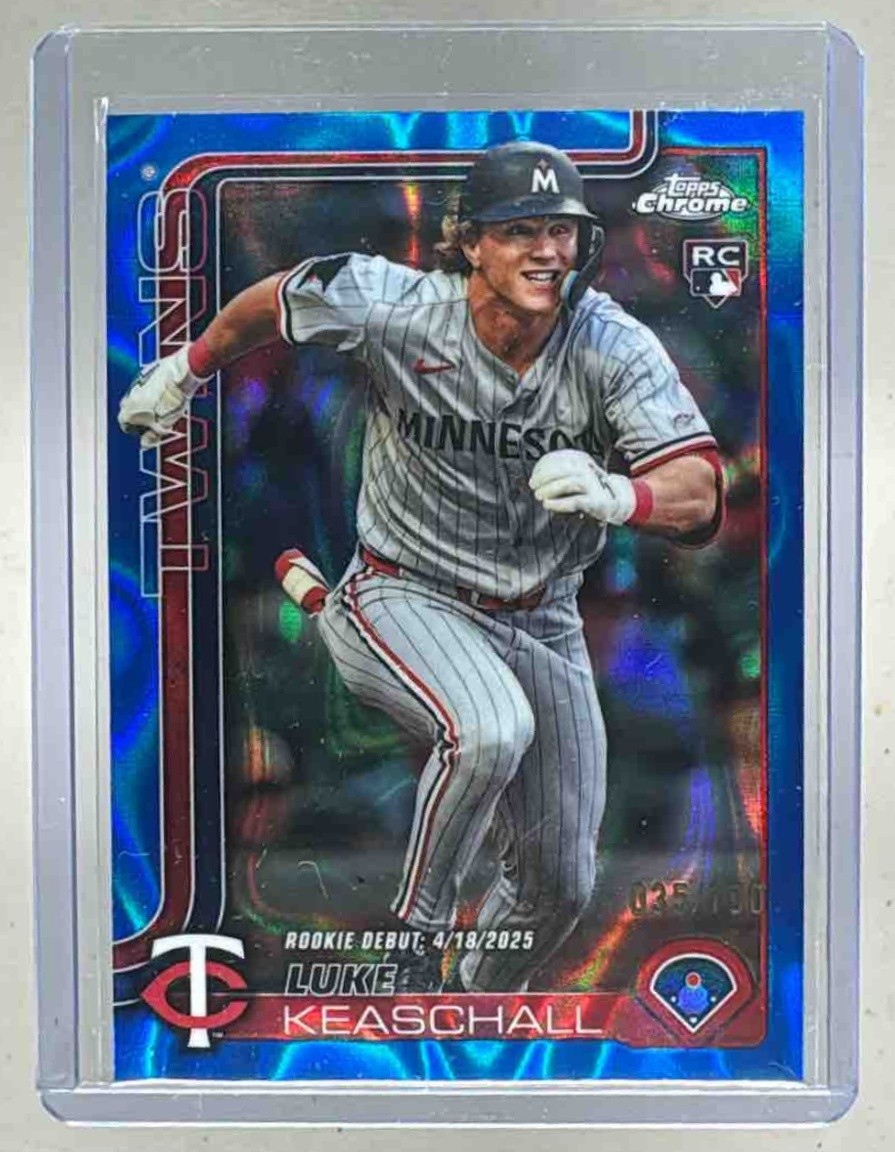 Luke Keaschall 2025 Topps Chrome Update #USC134 Blue Lava Refractor RC /150