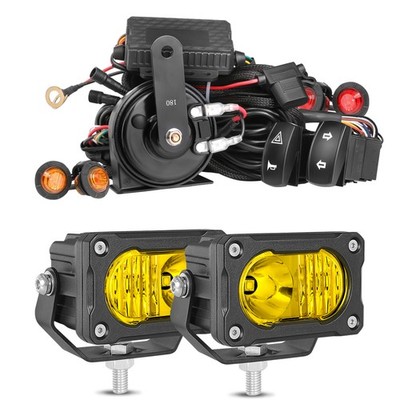 Sport LED Lights 3'' Amber Cube Pods Driving Spot Flood Combo UTV Turn Signal Kit