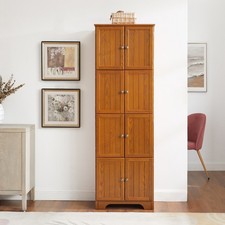 72.4" Tall Storage Cabinet with 8 Doors 4 Shelves, Oak