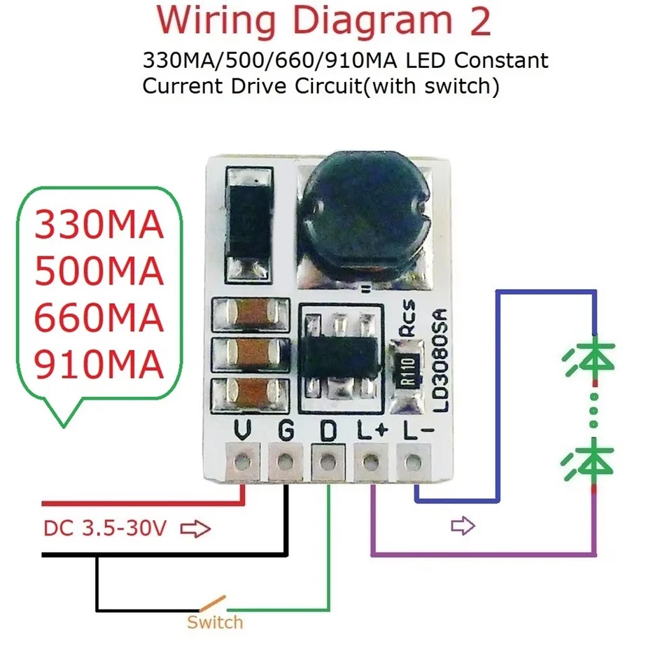 LD3080SA 20W DC 3.5-30V Step-Down HB LED Driver Module DC-DC Buck Constant8579 - Imagen 3 de 4