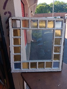 Antique Queen Anne Stained Glass Window