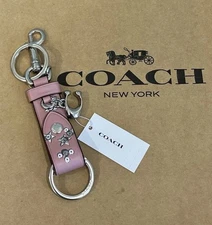 COACH CCF03 Trigger Snap Bag Charm With Star Print Leather Valet Key Ring