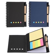 2 Pack 3.9x5.1" Spiral Notebooks with Sticky Notes Pen, Black/Blue