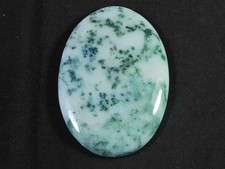 Agate mousse verte naturelle forme ovale 32 x 58 mm cabochon pierre...