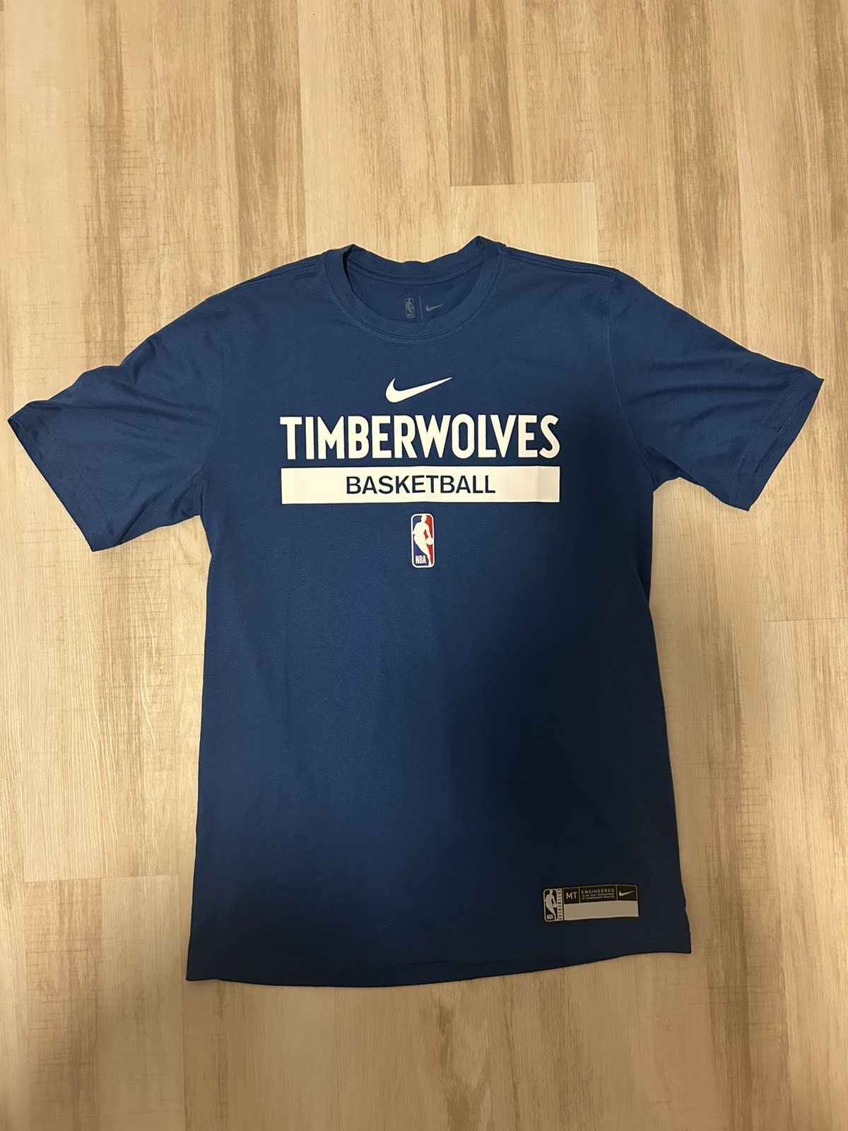 NIKE Minnesota Timberwolves Team Issued Blue DriFit Shooting Shirt SZ MT Medium