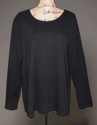 St John's Bay - 100% Cotton Black Long Sleeve Essential Tee - Women's Size 2X