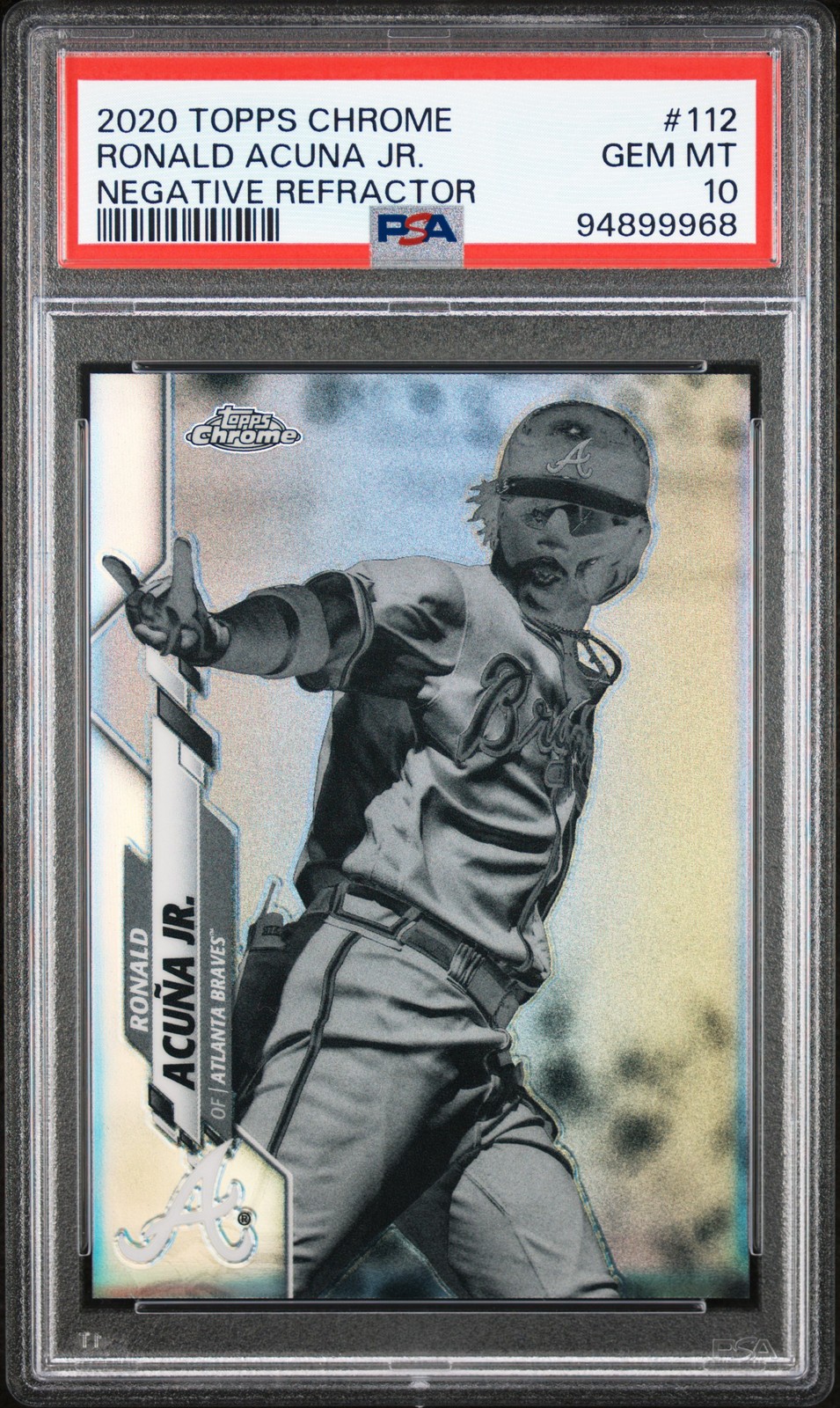 2020 TOPPS CHROME NEGATIVE REFRACTOR #112 RONALD ACUNA JR. PSA 10