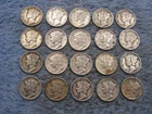 20 SILVER MERCURY DIMES WITH DATES lot 565