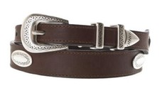 Nocona Belt Co. Western Brown Leather Oval Concho 1 1/8" Wide Size 42 Mens Belt