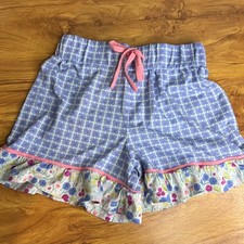 435 Matilda Jane Girls Ruffle Hem Shorts Size 12 Blue Floral Elastic Waist