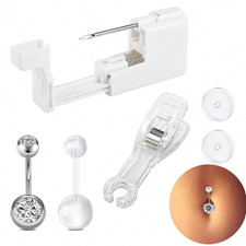 1set Belly Button Piercing Kit Gun Navel Ring Stainless Steel Tool Set - NEW
