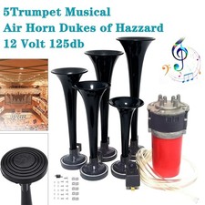 12V Dixie Musical Air horns Dukes Of Hazzard 5 Trumpet Car Truck Air Horns Sets