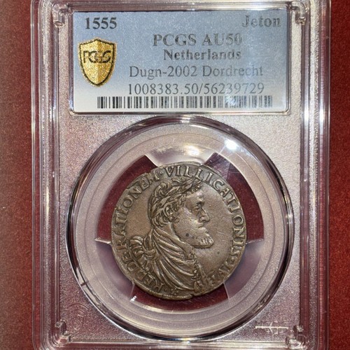 1555 Netherlands Jeton Pcgs Au Very Choice Quality 16th Century Copper