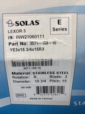 Solas Prop Lexor E3 Yamaha Stainless V6 15 #3571-158-15
