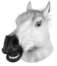 Horror Scary White Horse Head Mask for Halloween Cosplay Costume free,