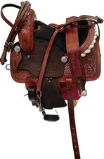 Leather Western Handmade Horse Saddle Barrel Racing Tooled Trail Tack Equestrian