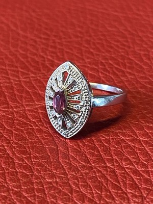 Atemberaubender Sterling Silber 925 Marquise Ring Rubin und Dimond Größe O UK Punzen