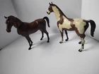 Vintage Louis MARX Brown Horse Moving Articulated Head and Palomino Painted Set