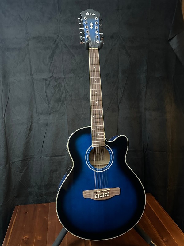 Ibanez AEL1512E-TBS 12-String Acoustic-Electric Guitar - Transparent Blue Burst