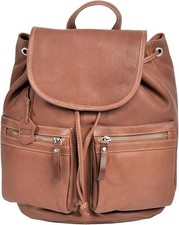 Shalimar Damen Rucksack Ledertasche Schultertasche, Braun, ca. 38x33x18 cm