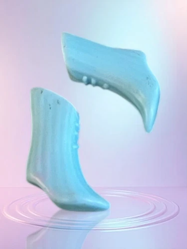 BLUE - Vintage Fenton Glass Boot Shoes Satin Daisy Button Pattern Barbie