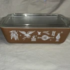 PYREX 503-C Brown Glass Rectangular Bowl with Lid Vintage Original