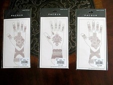 PACSUN HENNA TEMPORARY TATTOOS, LOT OF 3 2 STYLES, LEFT  RIGHT HAND ART. NWT.