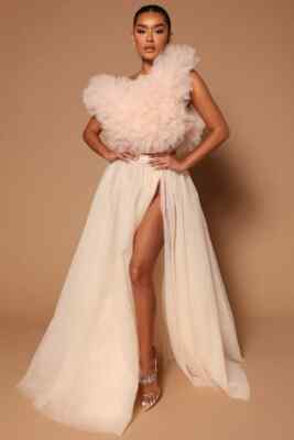 Blush Ruffle Couture Tulle Statement Skirt Top Set | Size Large