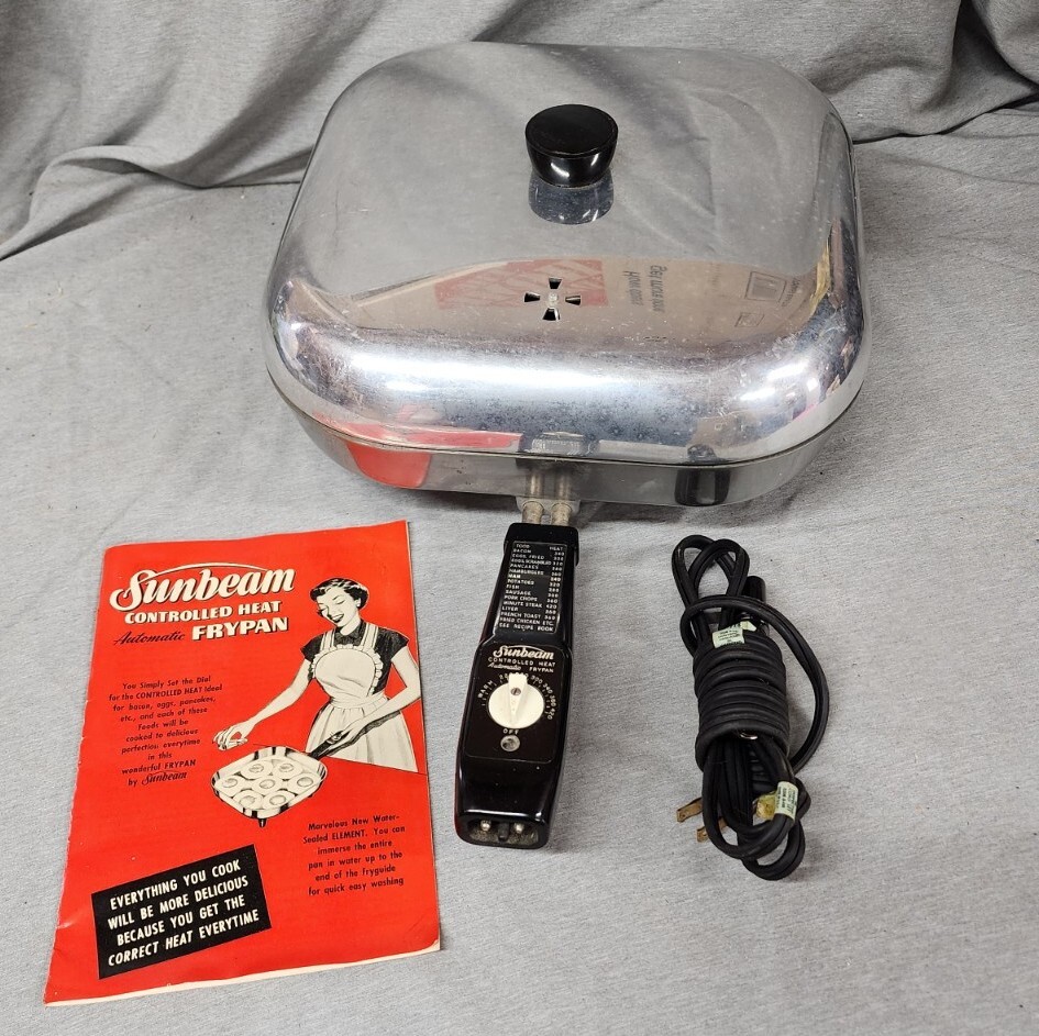 Vintage Sunbeam Aluminum Electric Frying Pan Skillet FPL Clean