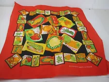 VTG Bandana Scarf Cotton Blend Vegetable Seed Packets Pattern 22" x 22" USA Made