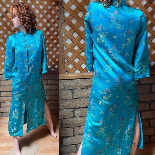 Fabulous VINTAGE Chinoiserie Satin DUSTER Jacket Size Small - Picture 17 of 24