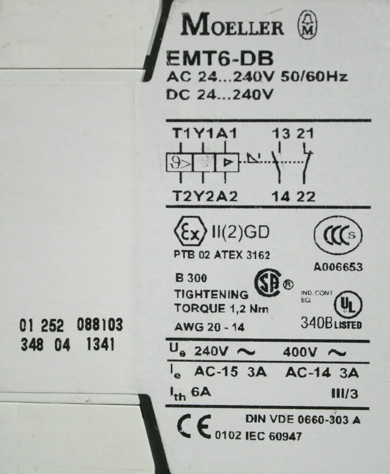 EMT6-DB MOELLER Thermistor Overload Relay 6A 24-240v-ac/dc 1NO/1NC SP 2W - Image 4 of 4