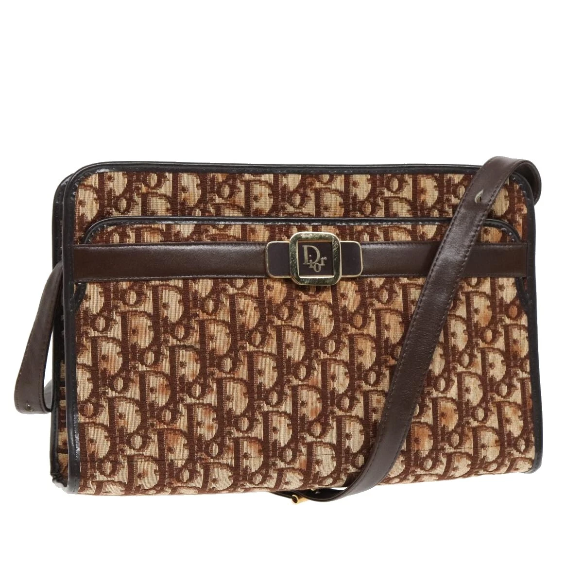 Sac bandoulière Christian Dior trotteur toile marron authentique ep5964