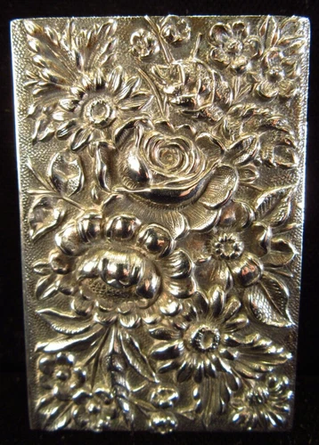 S. Kirk & Son Sterling Floral Repousse Matchbook Cover Marked 24