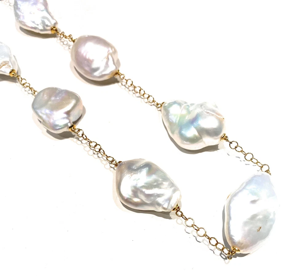 Collana diWa Jewels Perle Barocche Freshwater Argento Sterling placcato Oro - Immagine 2 di 4