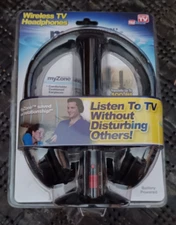 NEW My Zone Wireless TV Headphones As Seen On TV - Black SEALED