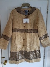 Indigo Moon Long Jacket Sz Small - Gold & Bronze Embroidery Fabulous - Bust 40"