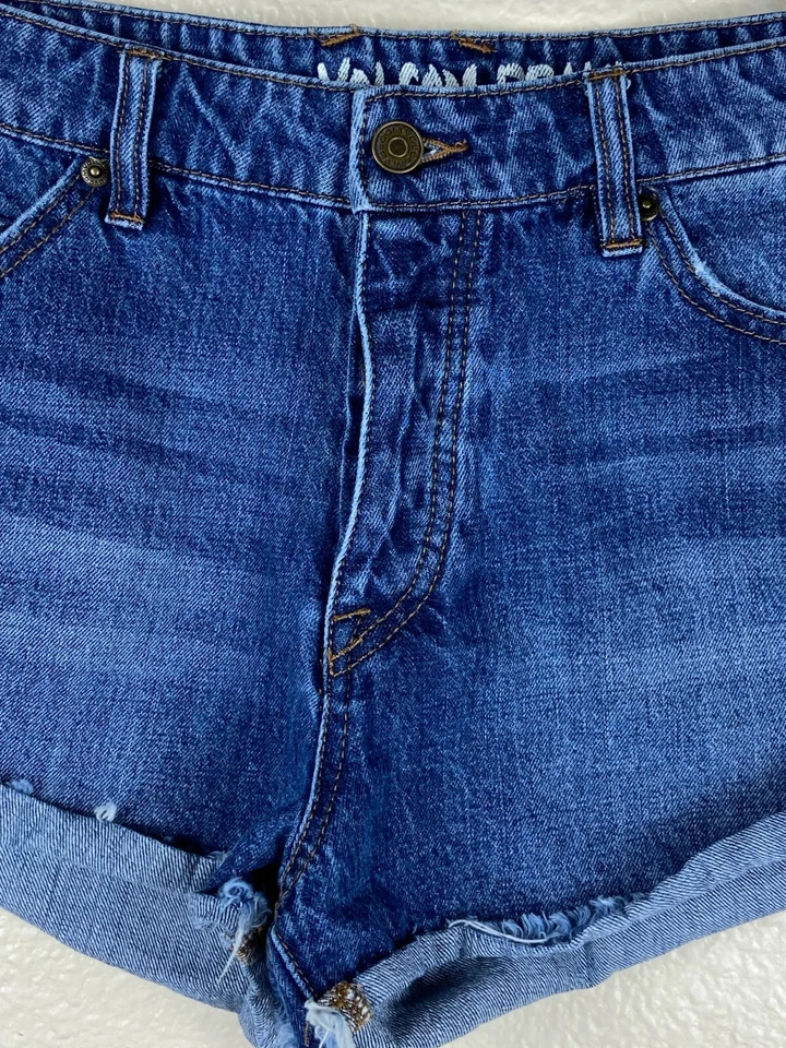 Volcom Womens Shorts Juniors Size 9 Blue Denim High Rise Button Fly Jean Short - Image 3 of 4