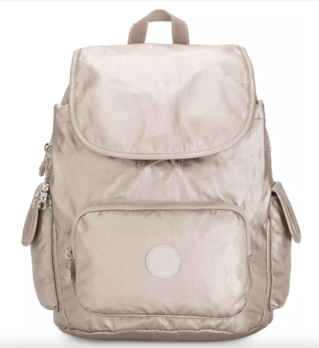 NWT $120 KIPLING "City Pack" BACKPACK - Metallic Glow Rose Gold Sheen NYLON - Picture 1 of 5