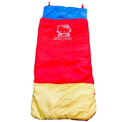 Hello Kitty Vintage Kids Sleeping Bag By Sanrio Red Blue Yellow 1991 26 x 60''