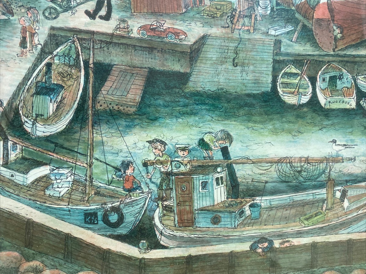 Little Harbour Copenhagen Denmark, Plain Port, Signed Print lb