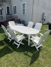 Emu 7 Piece PVC Outdoor Patio Dining Set W/Adjustable Backrest