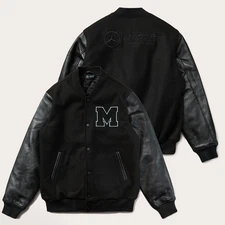 Mercedes AMG Petronas F1 Team Varsity Jacket – Formula 1 Racing Bomber Style