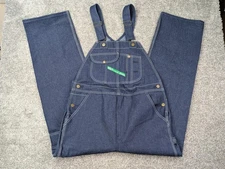 Key Imperial Denim Bib Overalls Mens 36x32 Blue Workwear Zip Fly Button Pockets