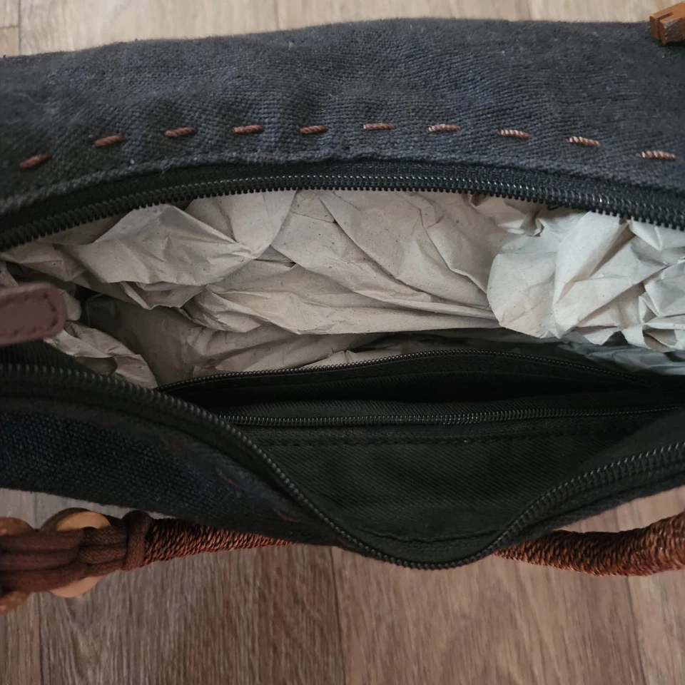 Mujer Fossil Bolso de Mano Pequeño Sachel Lona Negra Foto 3 de 4