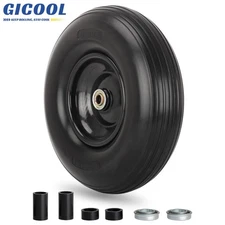 13 x 4.00-6 Flat free Solid Tire & Wheel for Wheelbarrow, Garden Wagon Cart