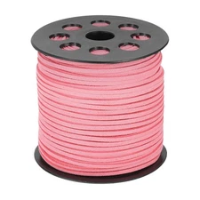 98 Yd x 2.6mm Flat Leather String Cord Faux Suede Cord Leather Strip Light Pink